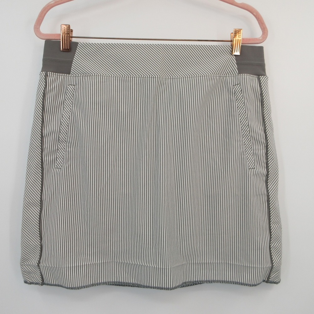 Athleta Brooklyn Textured 16" Skort Grey Pinstripe Golf Tennis Skirt 12